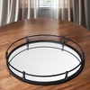 HomeRoots 24" Silver Round Metal Indoor Outdoor Tray With Handles - 2 of 4