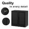 MAYEERTY  Natural Wood Grain Storage Cabinet with Glass Door for Living Room & Bar Area - 4 of 4