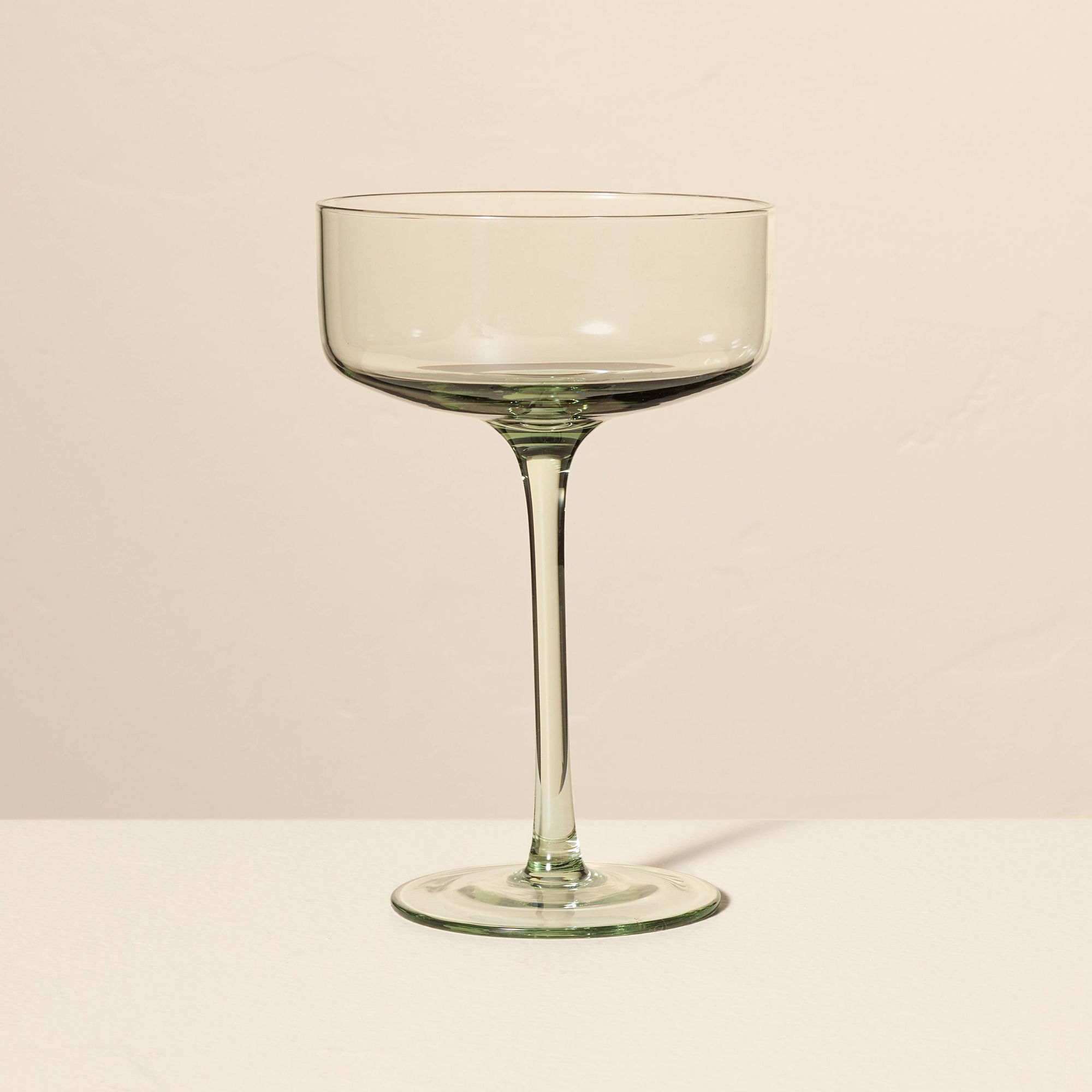 9.8oz Tinted Glass Coupe Drinkware Light Green - Hearth & Hand™ with Magnolia