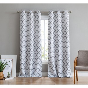 HLC.ME Lattice Print Design Curtains Light Reducing Insulating Grommet Window Treatments Curtains - Set of 2 - 1 of 4