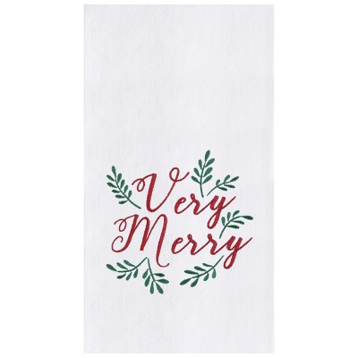 C&F Home Very Merry Embroidered Cotton Flour Sack Kitchen Towel Dishtowel