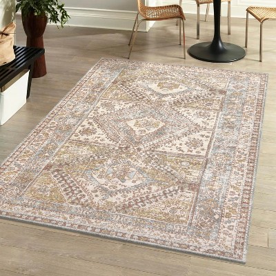 Darija Ornate Geometric Medallion Area Rug  - JONATHAN Y