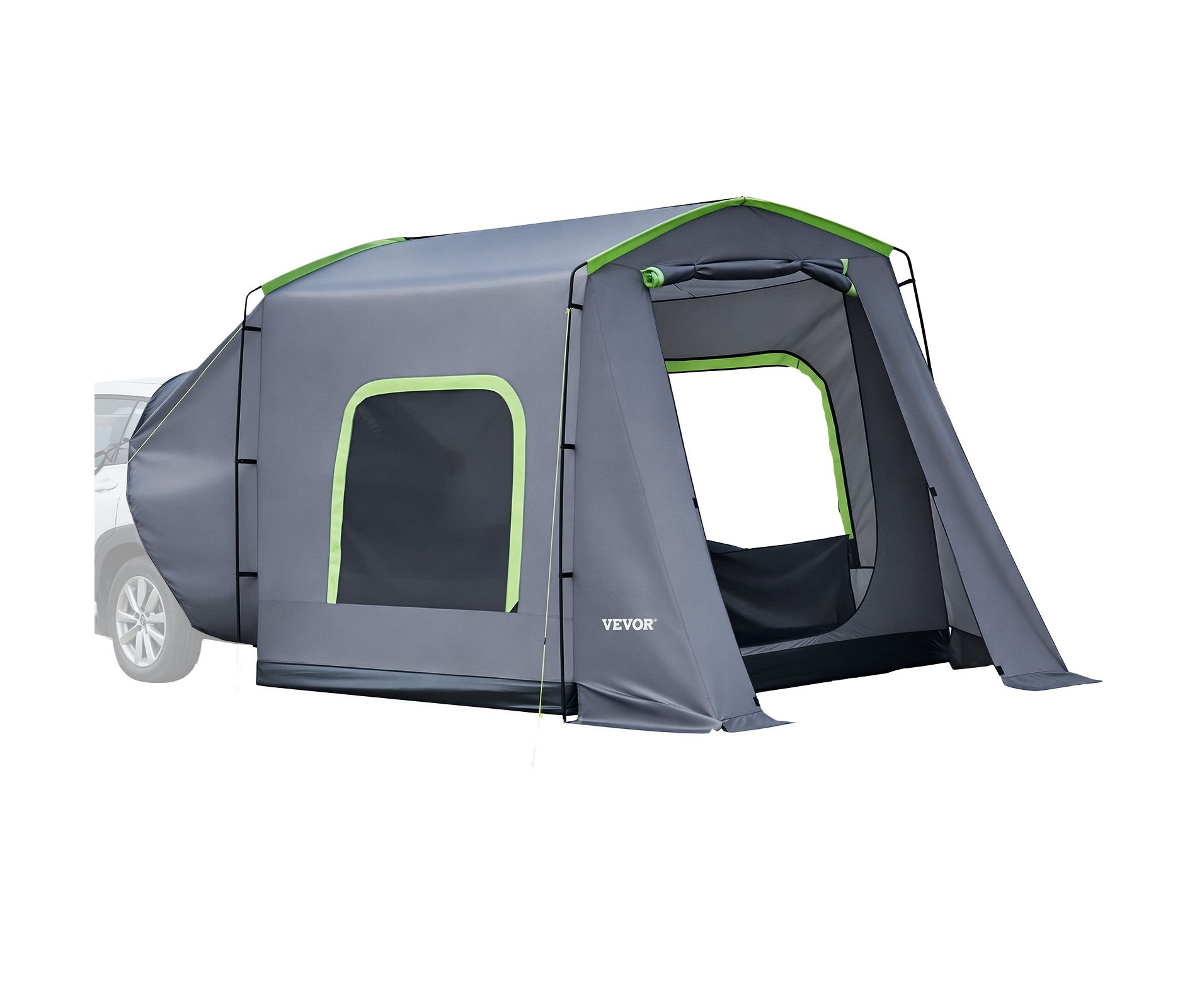 VEVOR Large SUV Tent for 5–9 Person, 10.6 x 8 FT All-Season SUV Tailgate Tent with Ventilated Door & Mesh Windows, PU3000mm Waterproof, Gray