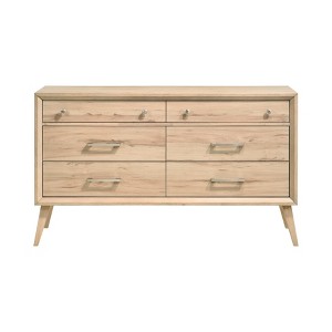 Classic Style Dresser of 6x Drawers Natural Oak Finish Wooden Bedroom Furniture 1pc, Mid-Century Modern Design - 1 of 1
