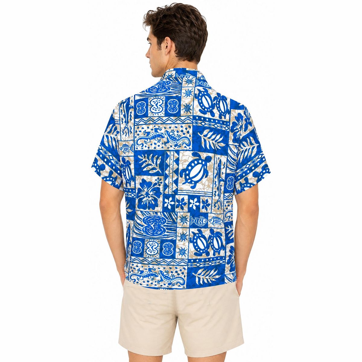 LA LEELA Mens Hawaiian Shirts Short Sleeve Button Down Shirt Mens Casual Vacation Shirts Tropical Beach Summer Party Shirts Funny 6XL Blue,Floral - thumbnail 2