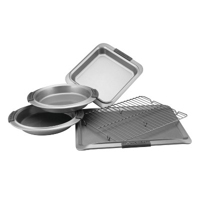Anolon Advanced Bakeware 5pc Nonstick Set with Silicone Grips Gray