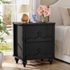 Besiost Wooden Nightstand with Charging Station, Storage Dresser with 2 Drawers - 4 of 4