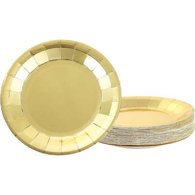 Blue Panda Disposable Plates, 48-Pack Paper Plate Party Supplies, Kids Birthday Party Favors, Gold Foil, 9x9"