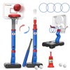 Skirfy 4 in 1 Kids Basketball Hoop T Ball Set Ring Toss Game for Kids, Baseball Tee with Automatic Pitching Machine, Blue - 2 of 4