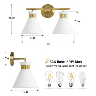 KAISITE 2-Light Farmhouse Glass Vanity Sconce