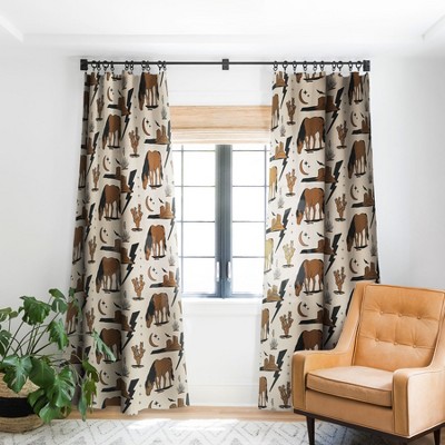 Allie Falcon Electric Oasis Black Brown Curtain Panel - Deny Designs
