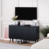FONTOI Storage Cabinet, Sideboard Cabinet with Doors and Shelves, Buffet Cabinet with Waveform Panel for Dining Room, Black, 23.6*11.8*27.6 - 2 of 4