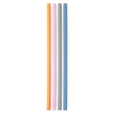 GoSili 4pk Extra-Long Silicone Straws Blue/Pink
