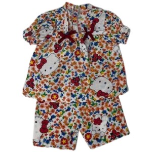 Doll Clothes Superstore Handmade 18-Inch Doll Pajama Set – Kitten Print with Floral Design, Puff Sleeves & Maroon Bows - 1 of 4