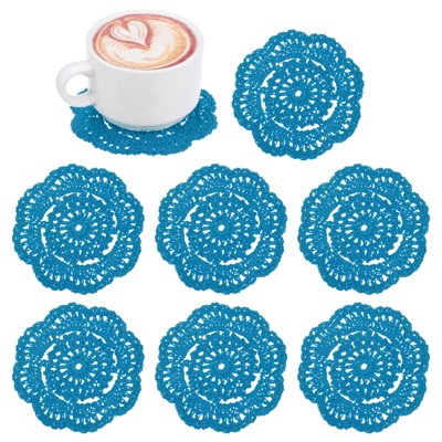 Unique Bargains Round Handmade Crochet Cotton Cup Coaster Placemats Home Decoration
