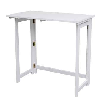 PJ Wood Children's Folding Desk with Leg Hinges and Side Stretchers for Writing, Studying, Arts and Crafts, School and Home Set Up, White