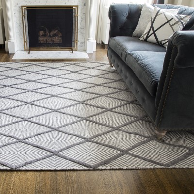 Handmade Woolen Comfort 60" Rectangular Blue Diamond Rug