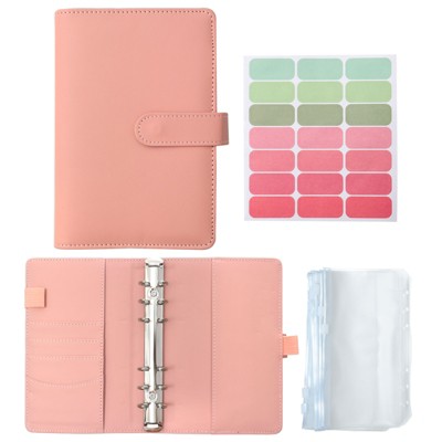 Unique Bargains A6 PU Leather Budget Binder with Zipper Envelopes 1 Set