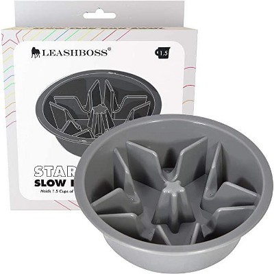 Leashboss Elevated Slow Feed Bowl - Gray - 1.5 Cup