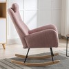 Aukfa Soft Teddy Fabric Rocking Chair w/Pocket - Ergonomic Nursery Glider, Solid Wood Base, 259LB Capacity for Living Room & Bedroom - 2 of 4