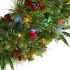 Nearly Natural 24” Mixed Pine Artificial Christmas Wreath with 50 Multicolored LED Lights, Berries and Pine Cones - 3 of 4