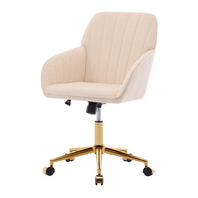 NicBex Adjustable Height Ergonomic Home Office Chair with Golden Metal Base and Wheels for Work Study Vanity,Bedroom