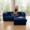 DOMETOUR Blue Chenille 2-Seater Sofa with Ottoman Storage, Cylindrical Backrest & Armrests, Modern Loveseat with Hidden Storage - 3 of 4