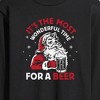 Men's - Instant Message - Most Wonderful Time For Beer Santa Christmas Long Sleeve Graphic T-Shirt - 2 of 4