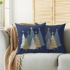Blue Christmas Pillow Covers 18X18 Set of 2, Winter Light Blue White Gold Xmas Tree Decorative - 4 of 4