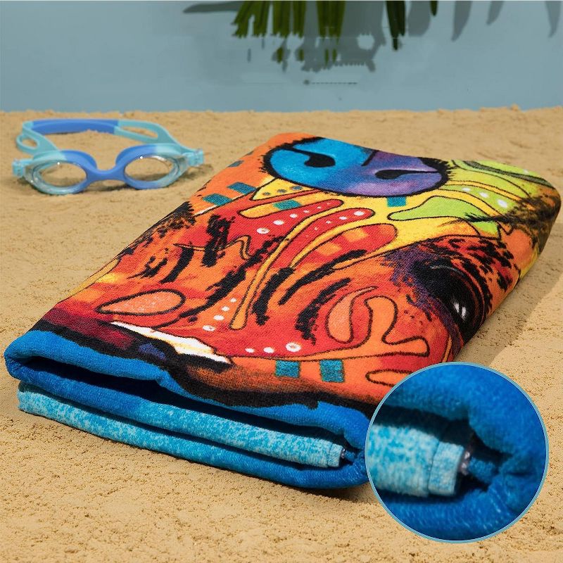 Dawhud Direct 30" x 60" Colorful Cat Beach Towel, 3 of 5