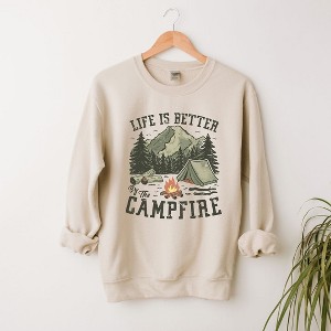Simply Sage Market Women's Graphic Sweatshirt Life Is Better By The Campfire Tent - 1 of 4