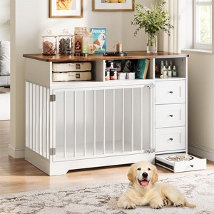 Nasitip 48''Dog Crate Furniture, Indoor Dog Kennel with Hidden Bowl, 3 Drawers, Decorative Pet Crate for Large Dogs - 1 of 4