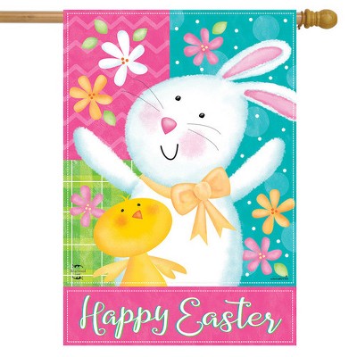 Easter Celebration Bunny and Chick Polyester Garden Flag