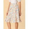 INSPIRE CHIC Women's Ruffle Hem Elastic Waist Flowy A-Line Swing Floral Midi Skirt - 4 of 4