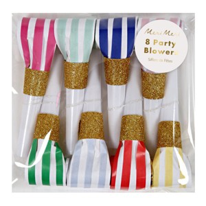 Meri Meri Bright Stripe Party Blowers (Pack of 8) - 1 of 2