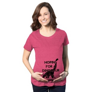 Maternity Hoping For a Dinosaur Funny Baby Pregnancy Announcement T shirt - Crazy Dog Maternity T Shirt - 1 of 4