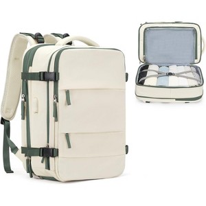 Summit Adventure Airline Approved Travel Backpack for Women & Men   Waterproof Carry-On, Sports & Hiking Daypack (Black) A-beige With Green  Expandable : Target