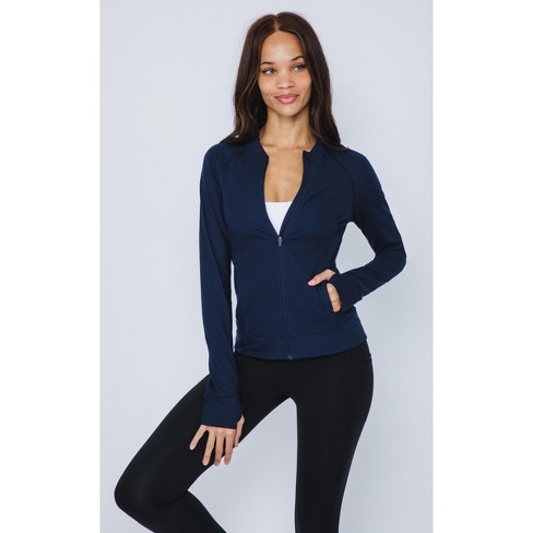 Yogalicious Womens Full Zip Cropped Performance Jacket - Ocean Silk - Small  : Target