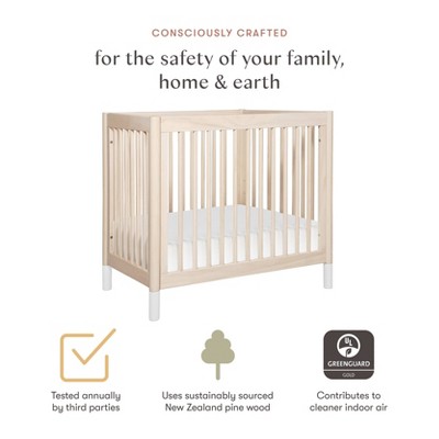 Washed Natural Pine 4-in-1 Convertible Mini Crib