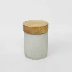 Small Smoke Glass Canister with Wooden Lid Off White - Nu Steel