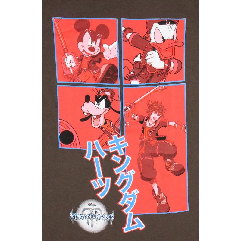 Disney Mens' Kingdom Hearts Characters In Action Grid Kanji T-Shirt, 2 of 4