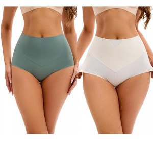 INSPIRE CHIC 2 Pcs Women's High-Waisted Tummy Control Underwear Briefs Flatten Panties - 1 of 4