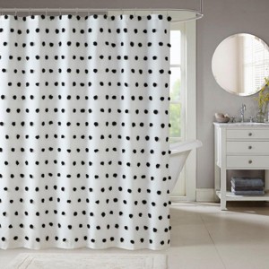 SEVOBAL Shower Curtain Casual Pom Pom Design Easy Coordination Easy Care Machine Washable Modern Bathroom Decor, Black, 72"*72"*0.13" - 1 of 4