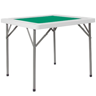 Flash Furniture 34.5" Square 4-Player Folding Card Game Table with Green Playing Surface and Cup Holders