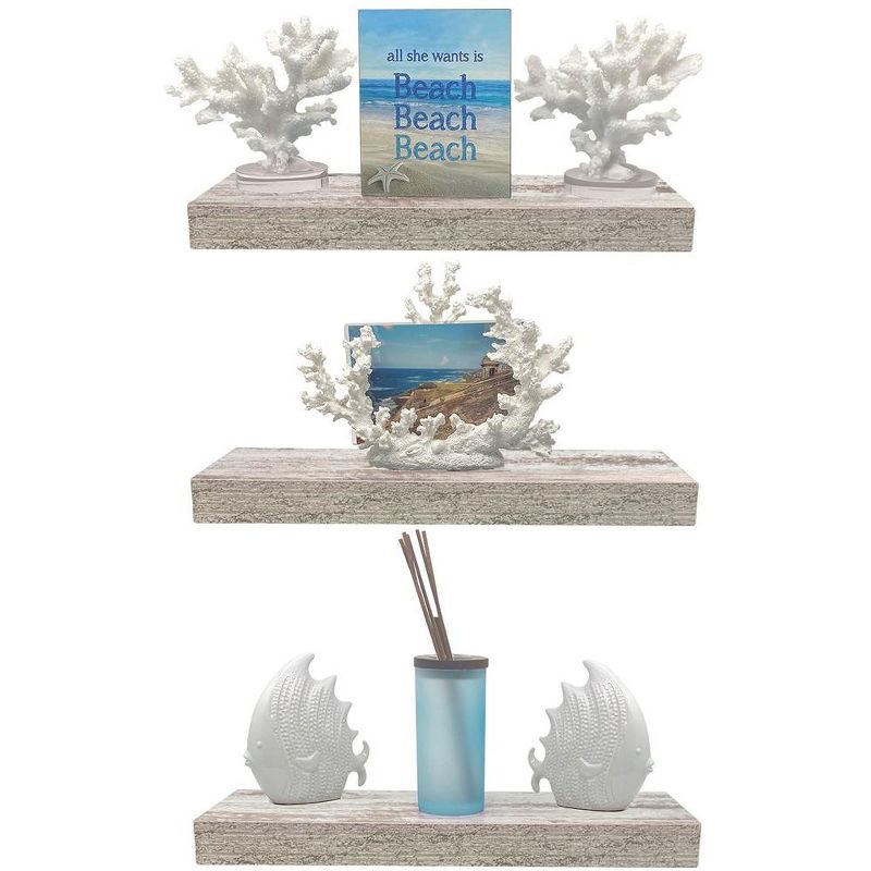 3 Pack 16 Inch Sorbus Coastal Rectangle Floating Shelves - for Home Décor to Display Trophies, Books, Frames, and more, 4 of 7