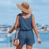 Women's Chic Waffle Knit Drawstring Romper for Beach Getaways - Cupshe - 4 of 4