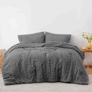 BAGOKIE 5/7 Pieces Seersucker Bed in a Bag Comforter Set - 1 of 4