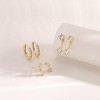 Gold Earrings for Women, 14k Gold Plated Dangle Huggie Earrings for Women Trendy Dainty Gold Hoop Earring Stacks Pearl Chain Drop Cartilage - 3 of 4
