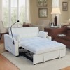 Small Velvet Adjustable Backrest Pullout Bed Loveseat Futon Sofa with Toss Pillows, Storage Pockets, and USB Charging Ports & Phone Holder - 2 of 4
