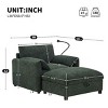 Single Chaise Lounge Sofa with Storage Ottoman, Sofa with Charging Port and Side Pockets, Chenille Fabric Sofa with Cushion-Coolbibila - 4 of 4